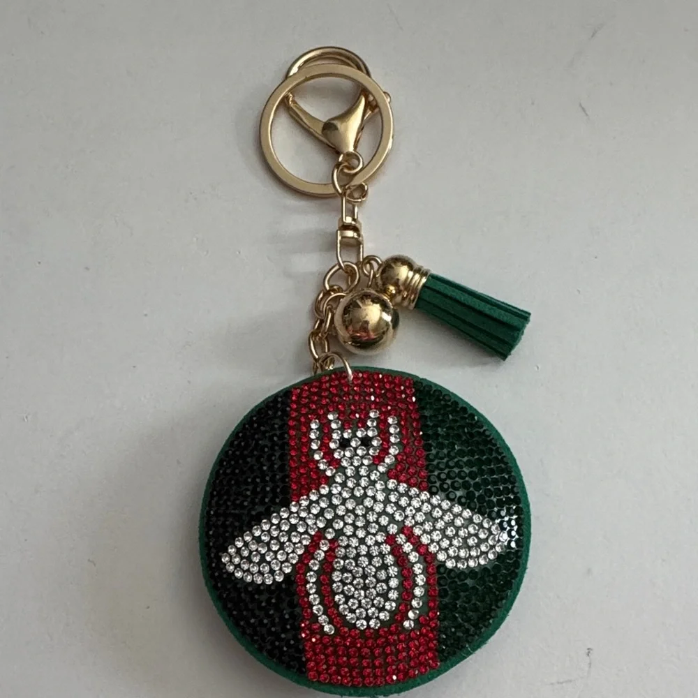 Bee Embellished Keychain with Tassel